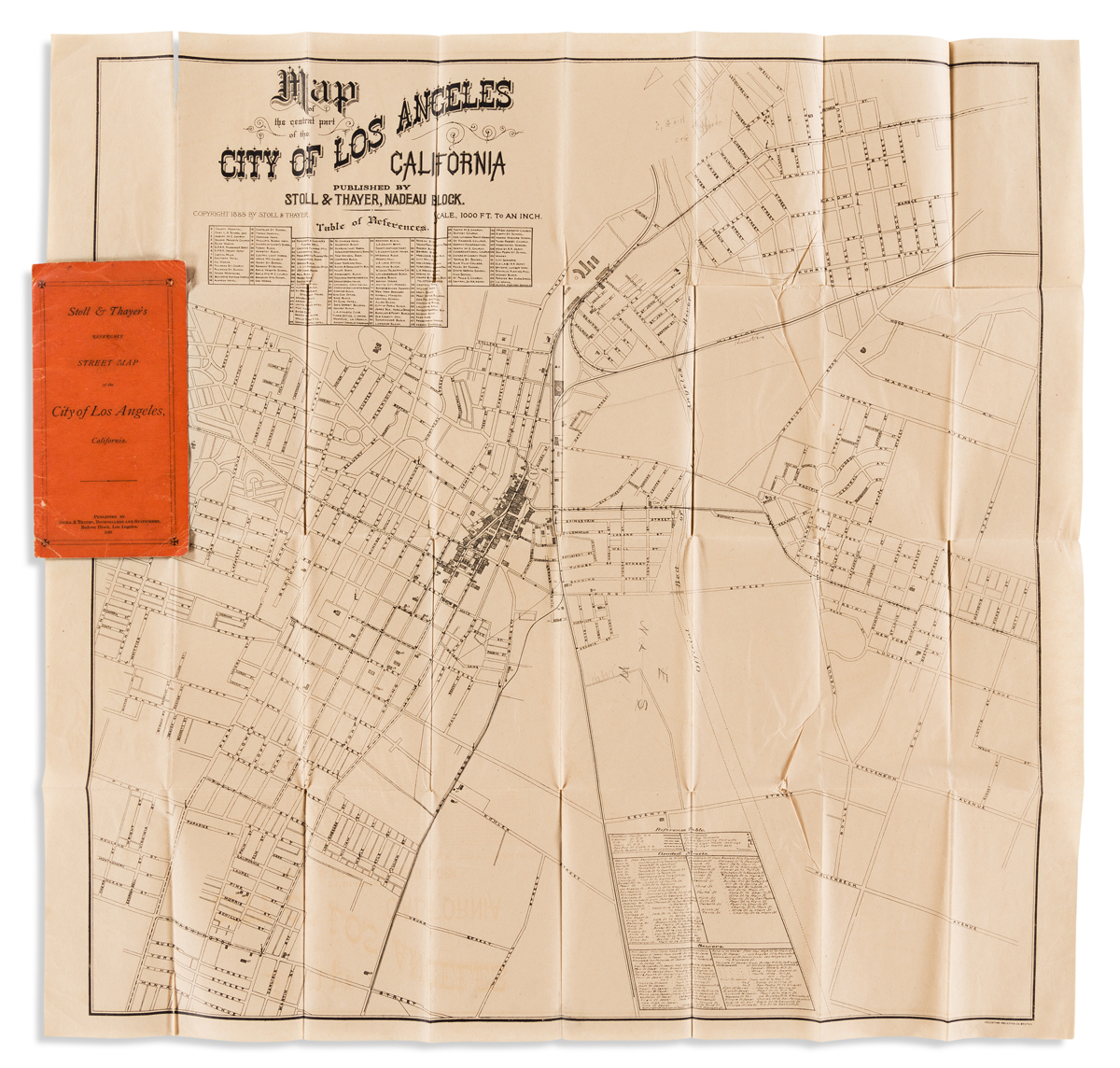 (CALIFORNIA.) Stoll, Simon; and J.S. Thayer. Map of the Central Part of the City of Los Angeles California.